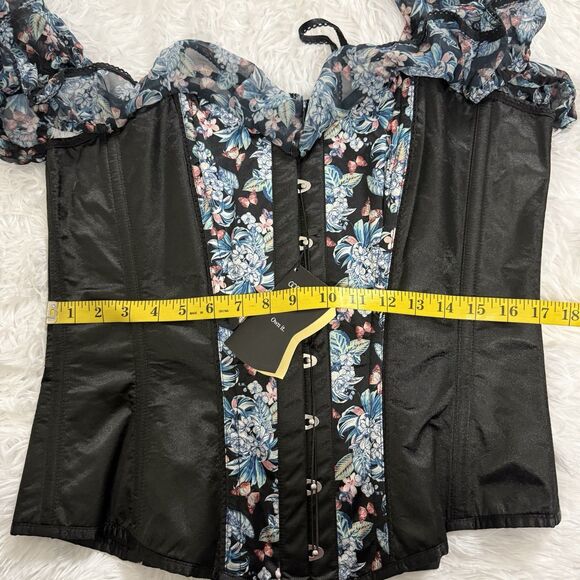 Corset Story Elegant Overbust Corset Top Floral Chiffon Sleeves US 16 NEW 36'' - Picture 11 of 15
